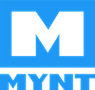 A blue background with the letter m in black.